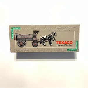 Texaco Horse & Tanker Locking Coin Bank With Key